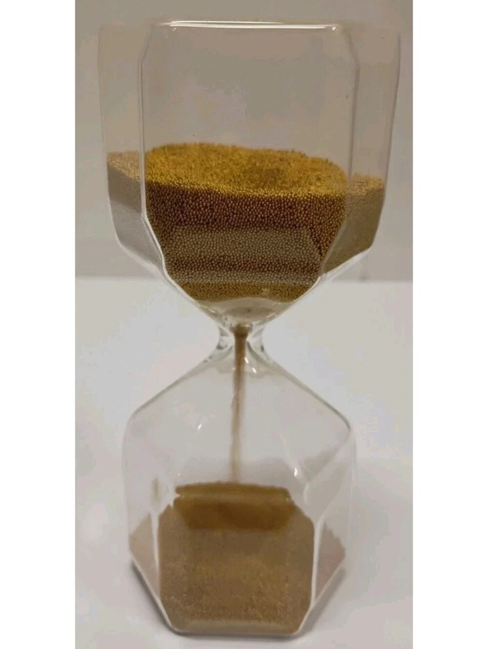 IKEA TILLSYN Hourglass Timer Gold Beads 1.5 Min 90 Sec – 6” Glass Decor
